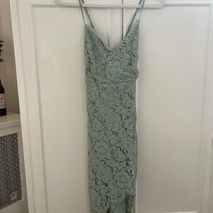 Elegant Lace Slip Dress in Sage Green